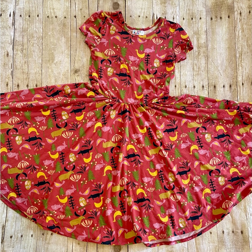 Dot Dot Smile forest animal twirl ballarina A-Line Sundress with Cap Sleeves